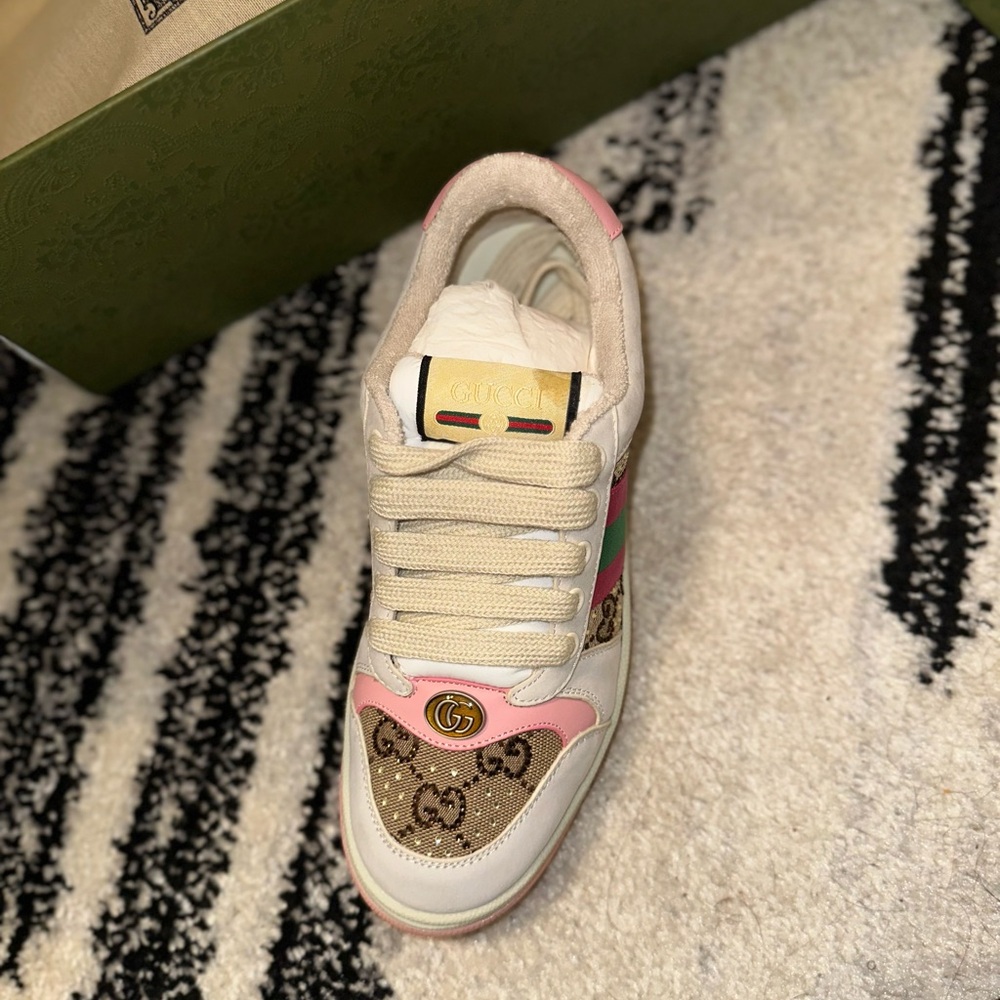Gucci Pink and White Sneakers